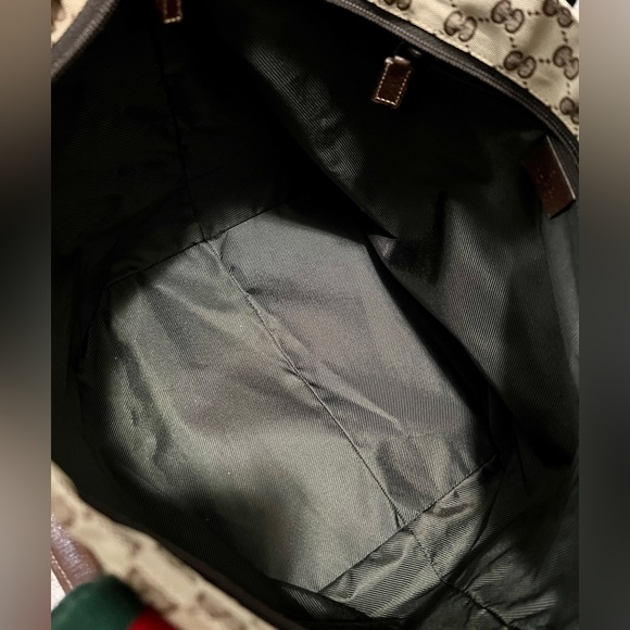 💯 Authentic GUCCI Web Zip Tote GG Canvas - Picture 15 of 16